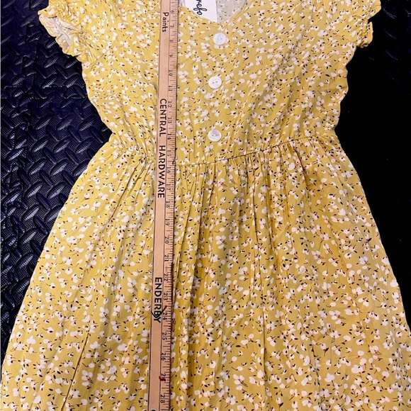 NWT! Sucrefas Yellow Floral Flower Dress Summer Dress Size Small S. Loose Fit - Picture 9 of 12